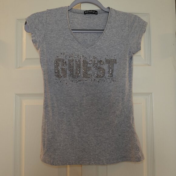 Rhinestone "GUEST" Bodycon tee - Picture 2 of 4
